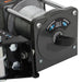 Close-up of a winch with control switch on a white background
