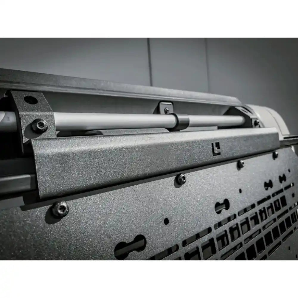 Close-up of side kick panel rail and mounting channel detail