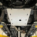 Close-up of skid plate covering transmission area