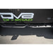 Close-up of step slider on a Jeep Wrangler with 'DV8 Off Road' branding on a black background