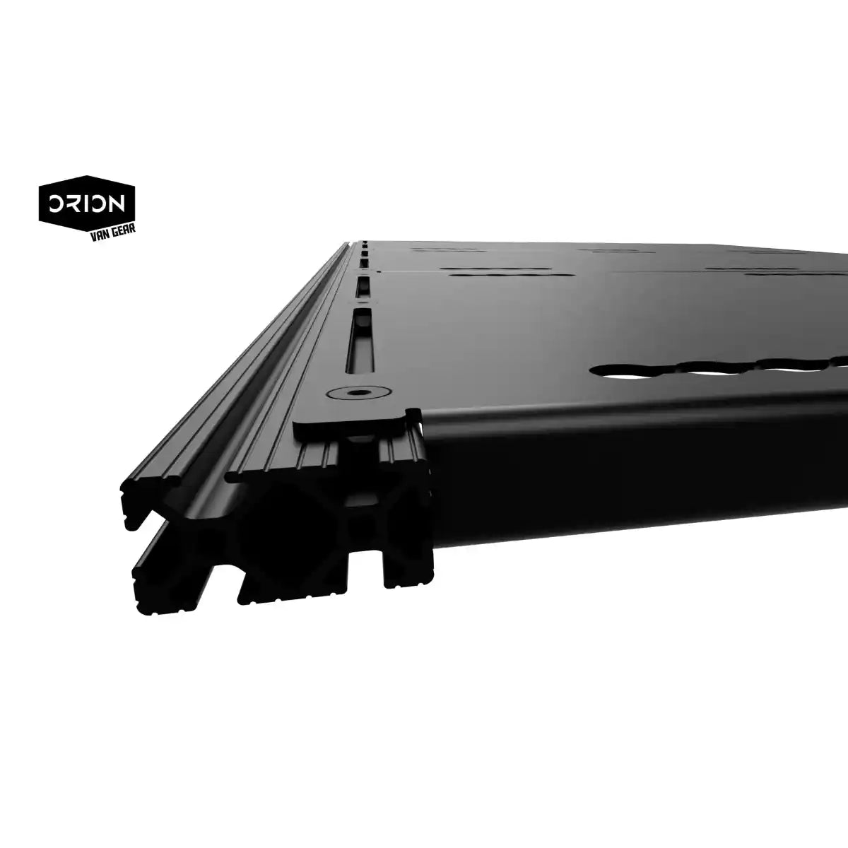 Black metal shelf bracket on a white background with 'ORION' logo.