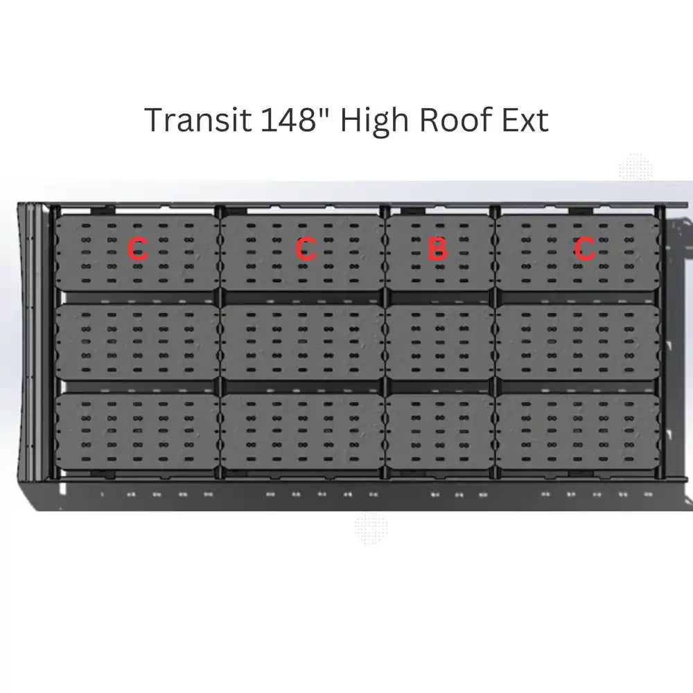 Deck Panels layout for Transit 148" High Roof Ext
