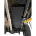 Detailed view of black RCI fuel tank skid plate mounted with visible hardware and frame contact