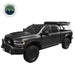 Black pickup truck with bed rack on a white background, featuring Overland Vehicle Systems logo.