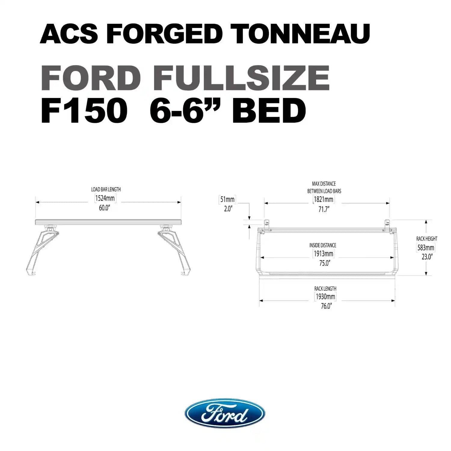 Leitner Designs ACS Forged Tonneau Ford - Rails Only