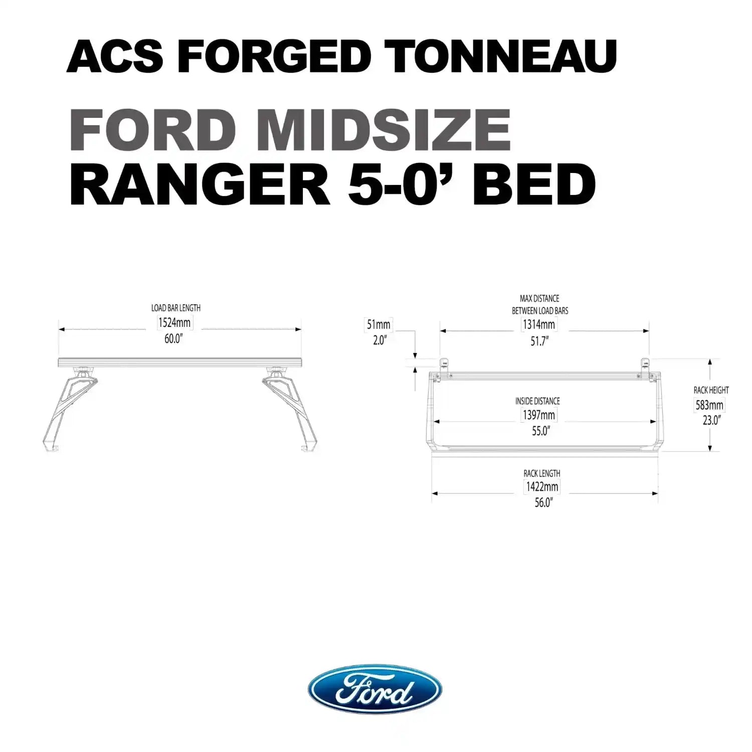 Leitner Designs ACS Forged Tonneau Ford - Rails Only