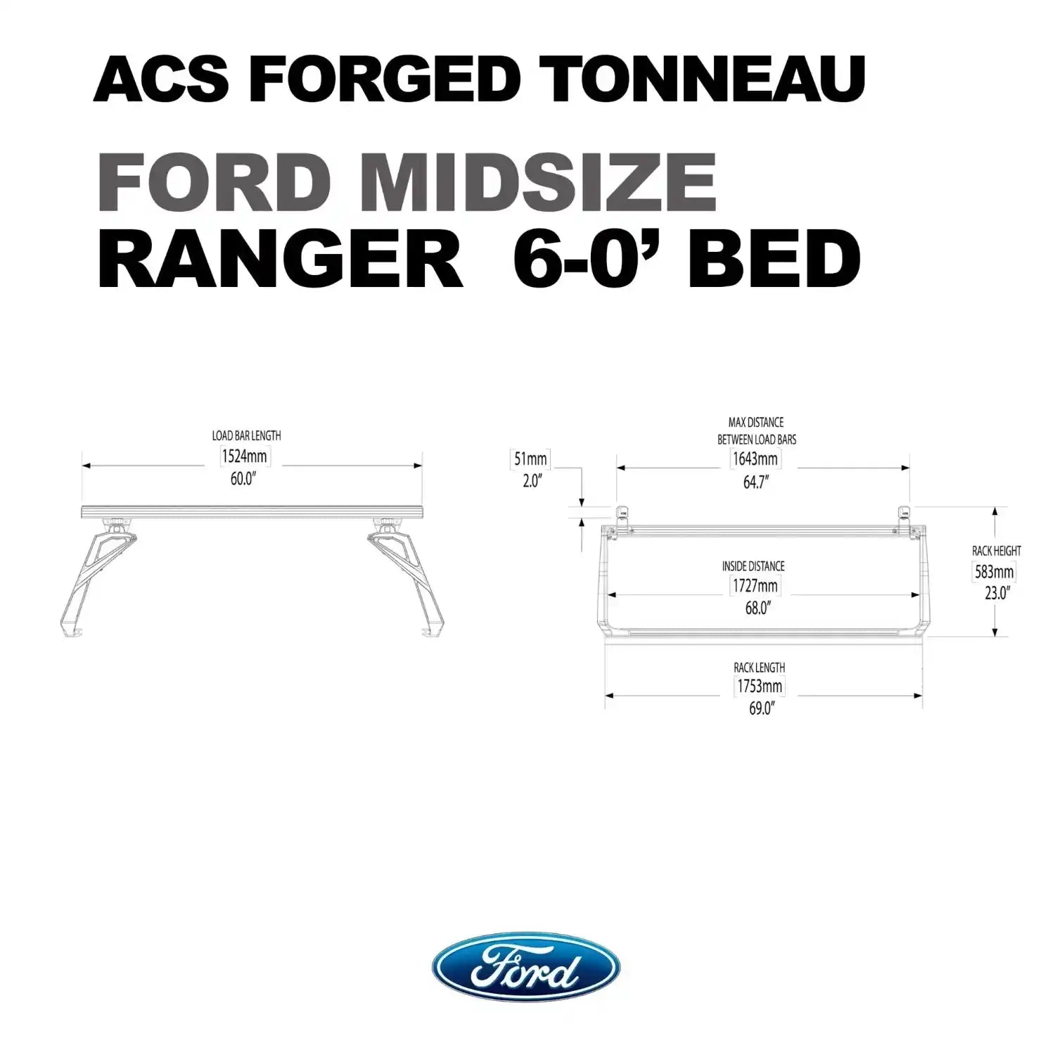 Leitner Designs ACS Forged Tonneau Ford - Rails Only