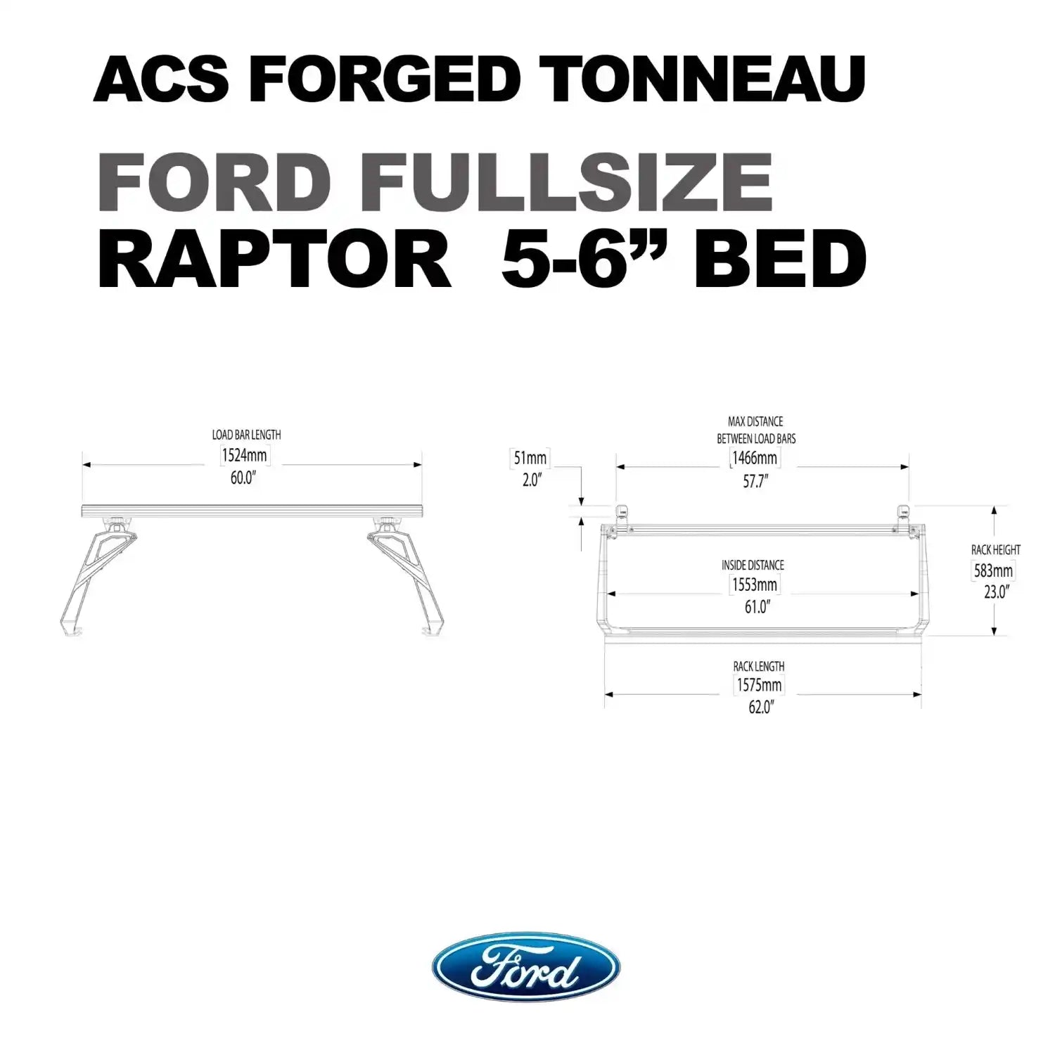 Leitner Designs ACS Forged Tonneau Ford - Rails Only