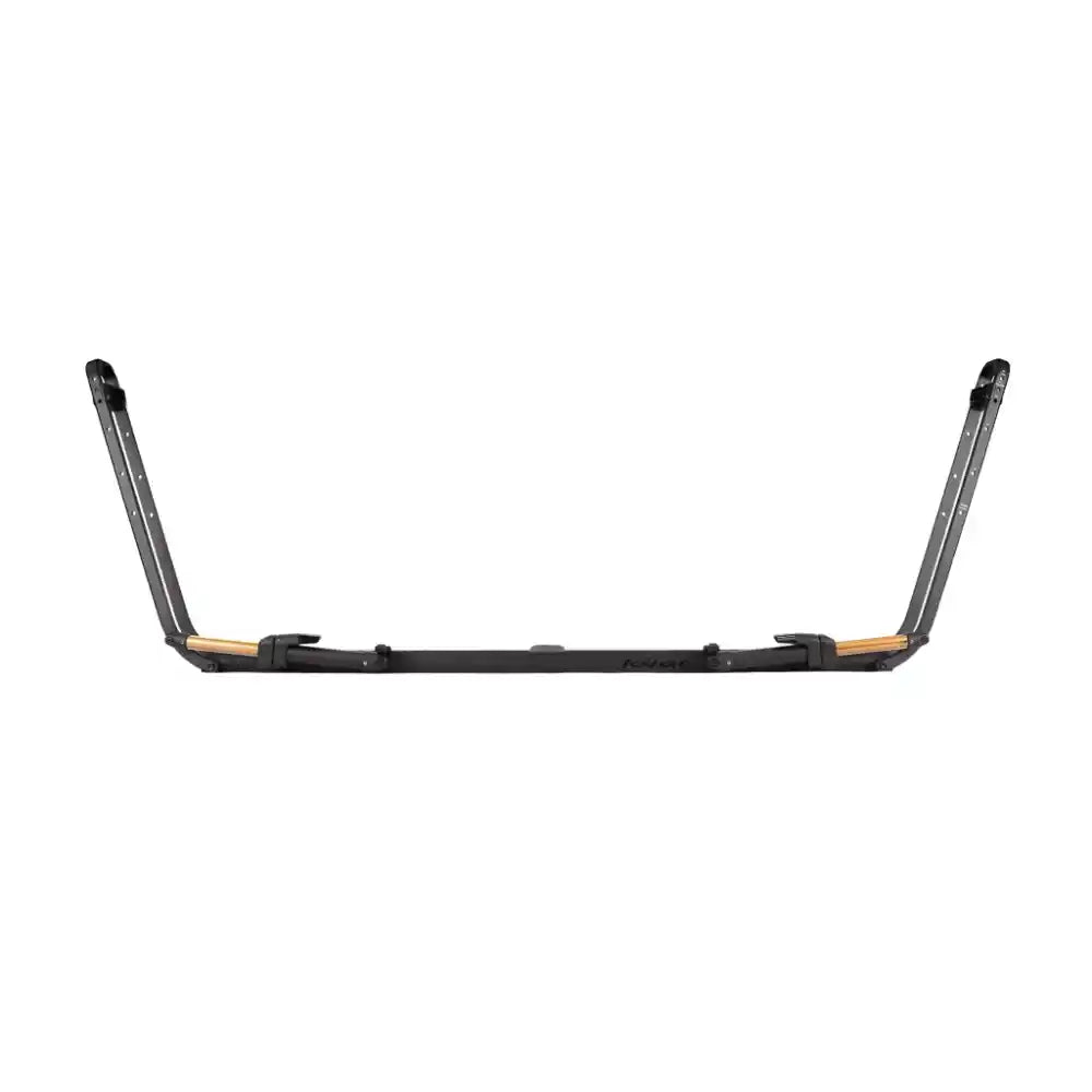 Front-facing view of bike tray arms showing low-profile design