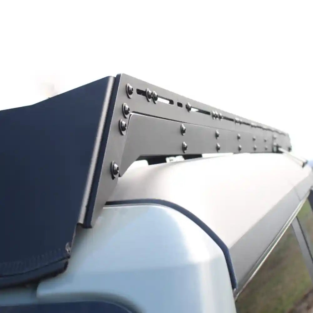 Front corner close-up of Bronco roof rack by RCI