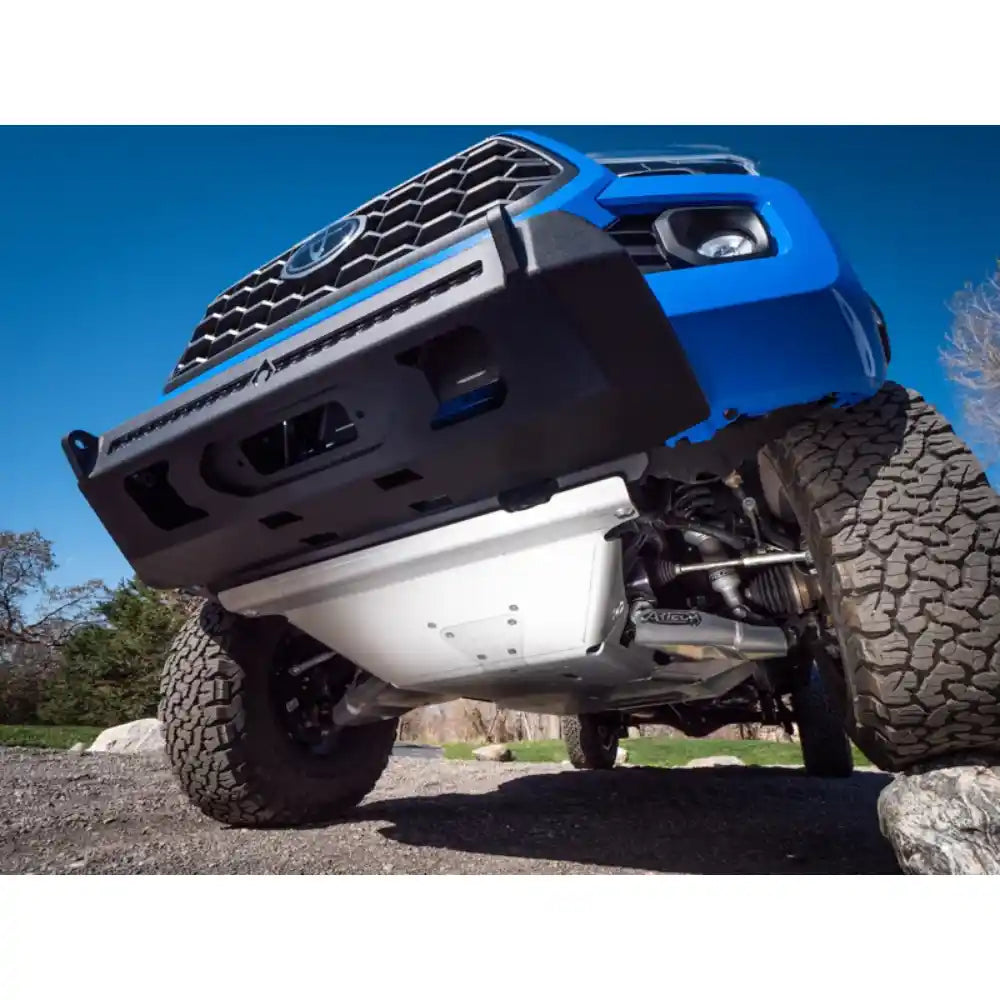 Front underbody view of Tacoma with skid plate