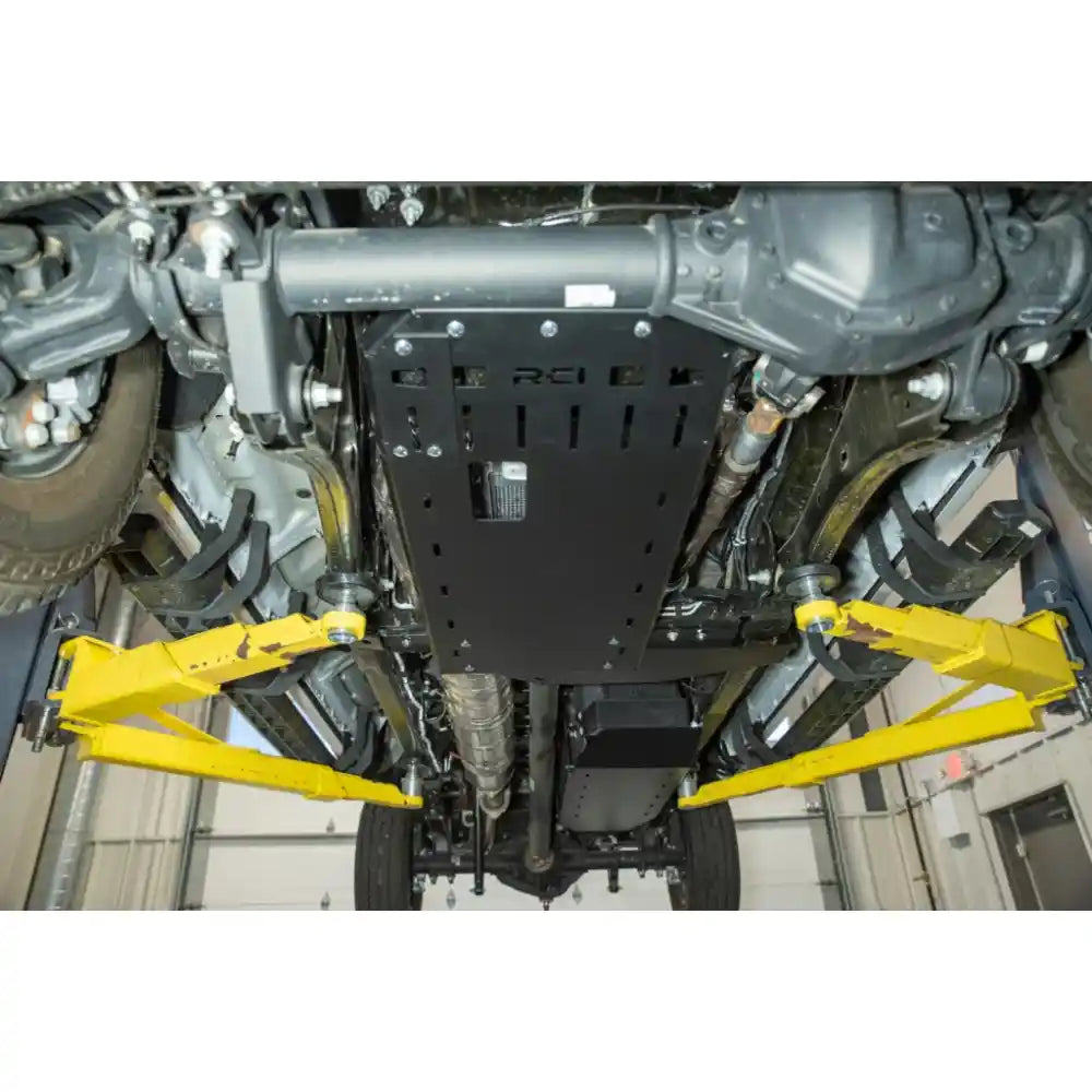 Front underside view of full RCI skid plate on Super Duty