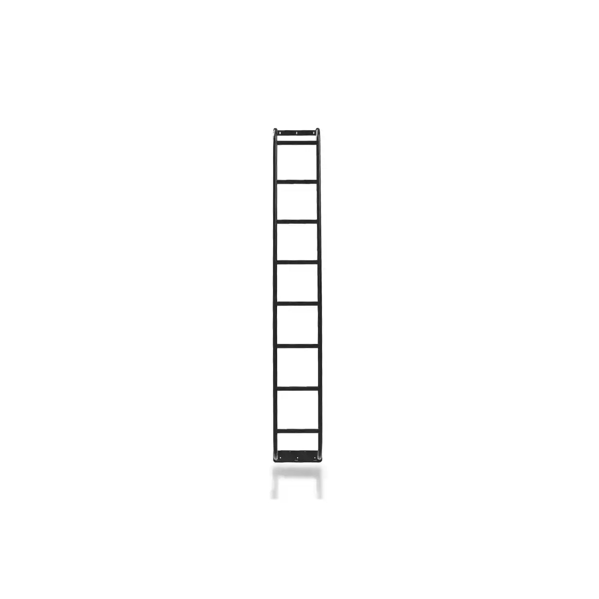 Black metal ladder on a white background