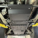 Full modular RCI skid plate coverage on Colorado underbody, including transmission and transfer case sections from below