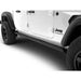 Full side view of white Jeep Gladiator with installed PowerStep running boards