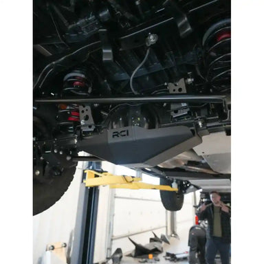 Fully mounted RCI skid plate from driver’s side rear underside