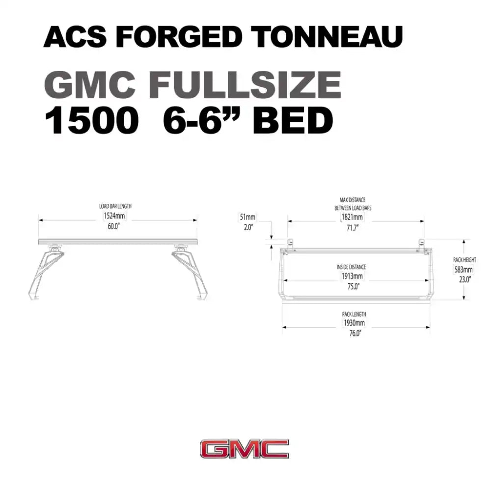 Leitner Designs ACS FORGED TONNEAU - RAILS ONLY - GMC