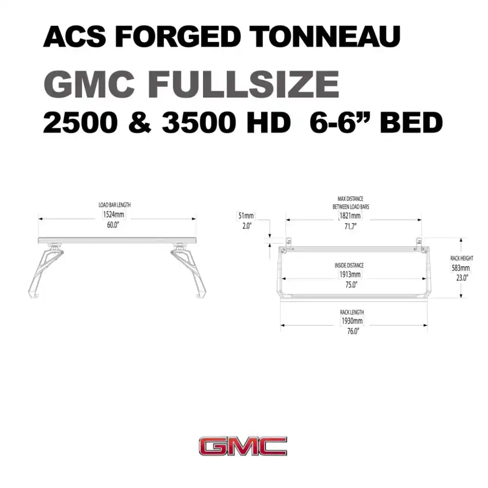 Leitner Designs ACS FORGED TONNEAU - RAILS ONLY - GMC