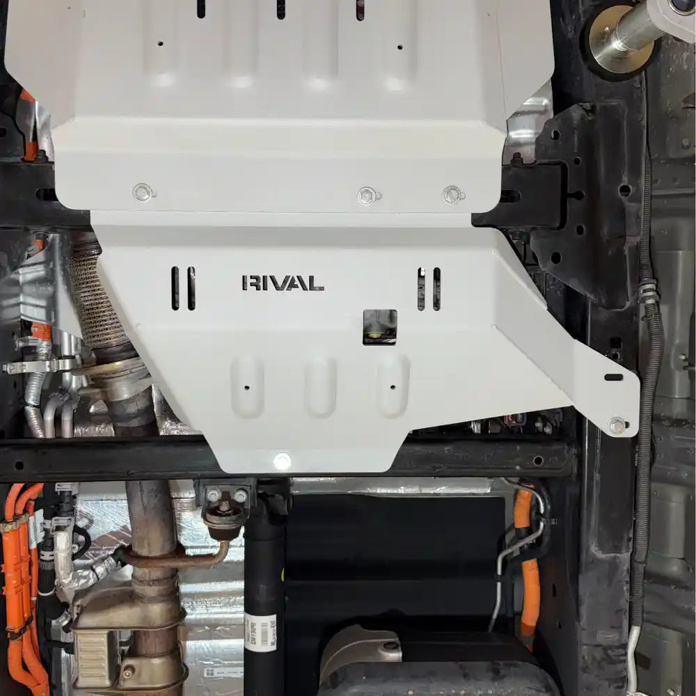 Installed RIVAL aluminum transfer case skid plate on Ford F-150 underside