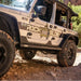 Installed Rock Slide step sliders on camo JK Wrangler off-road