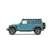 Blue Jeep Wrangler with QDHD Sherpa roof rack on a white background