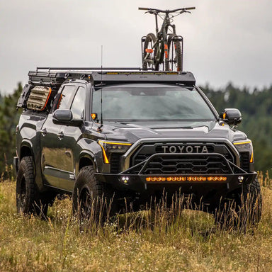 Front view of Mounted Kilo Roof Rack on Tundra