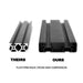 Comparison of 'THEIRS' and 'OURS' platform rack cross bars on a white background.
