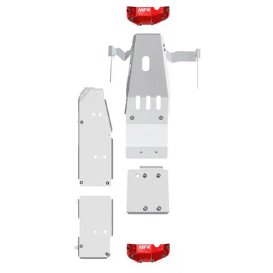 Layout diagram of the Asfir 5-piece full skid plate kit for Jeep Wrangler JL 4-door