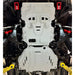 Mounted Transmission skid plate with 'Rival' branding