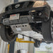 Nissan Frontier rear underbody showing RCI transmission and transfer case skid plates