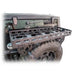 Off-road spare tire rack mounted behind vehicle