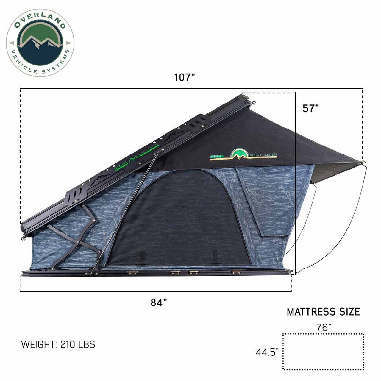 Overland Vehicle Systems XD Lohtse Clamshell Aluminum Hard Shell Roof Top Tent