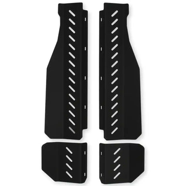 Pair of black RCI catalytic converter guards with vented slash design