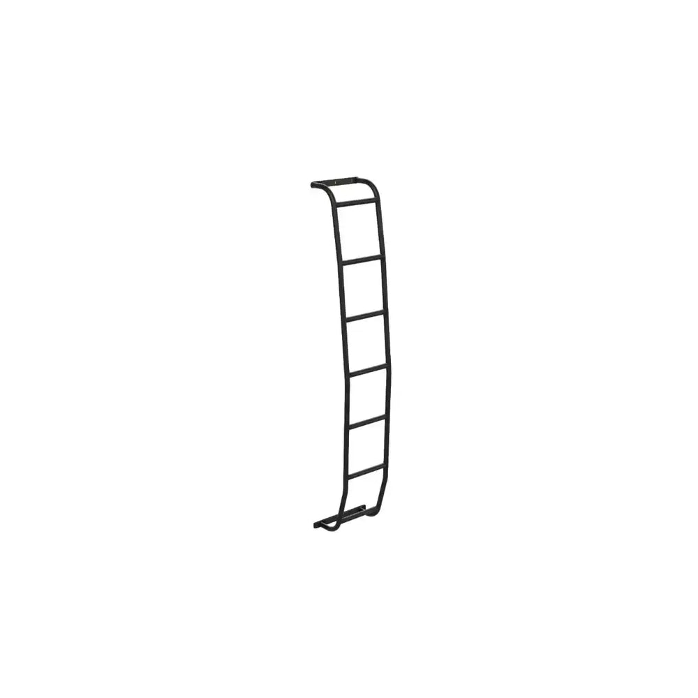 Black metal ladder on a white background