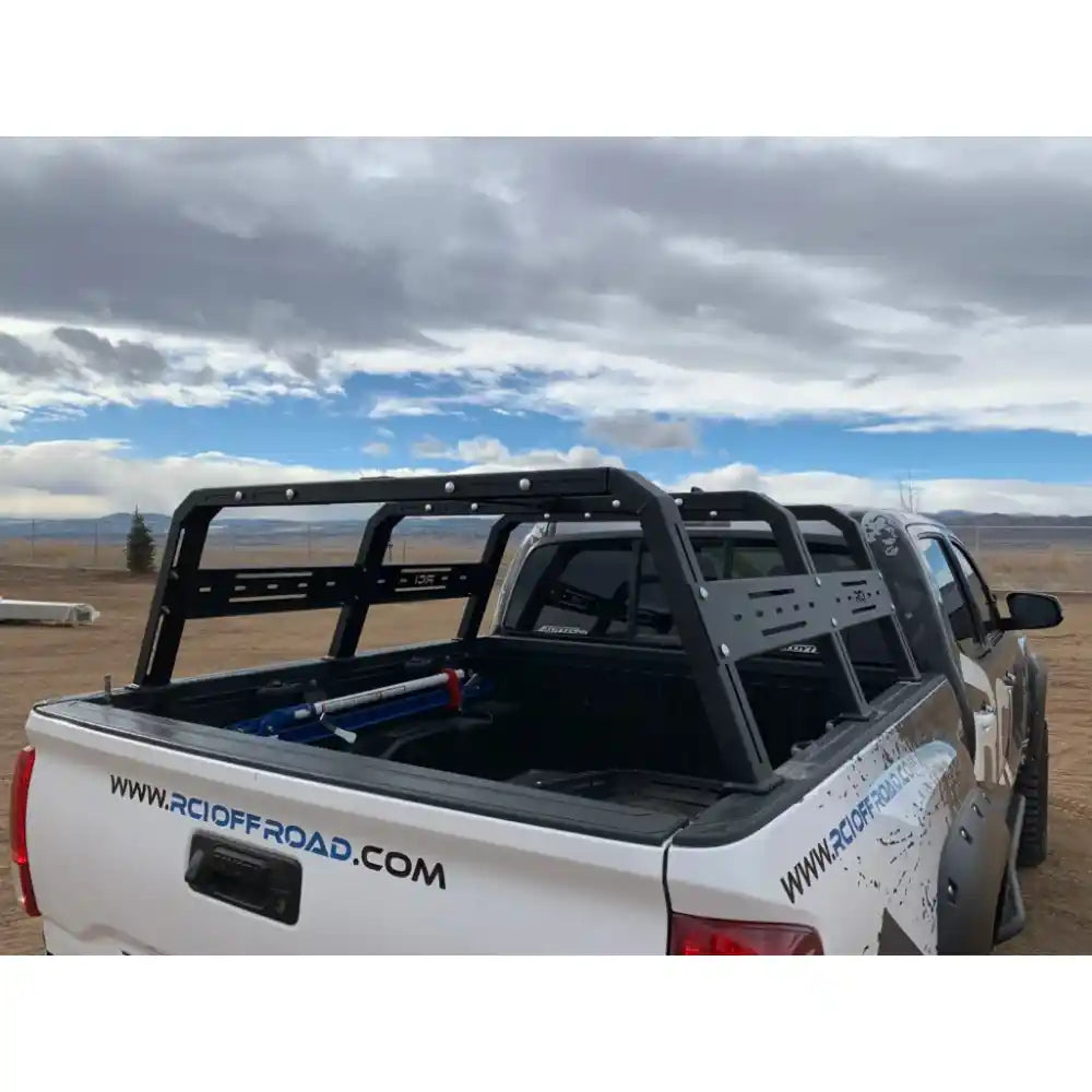 RCI HD bed rack close-up on white Jeep