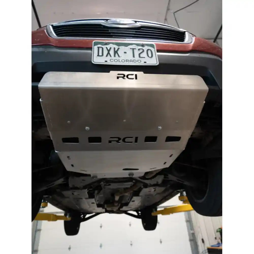 RCI front lip underbody on lifted Forester shop view