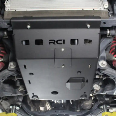 RCI skid plate installed showing full underbody coverage