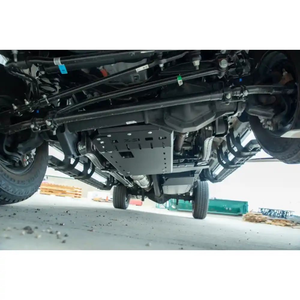 RCI skid plate installed under Ford Super Duty engine/transmission