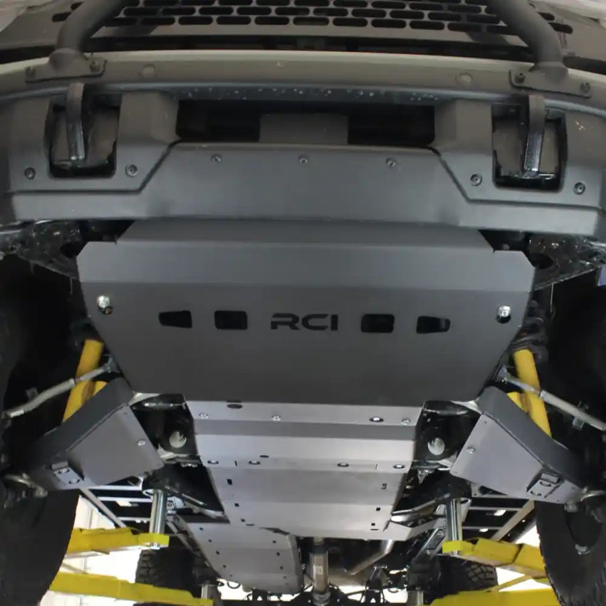 RCI Offroad A-arm skid plates mounted on Ford Bronco