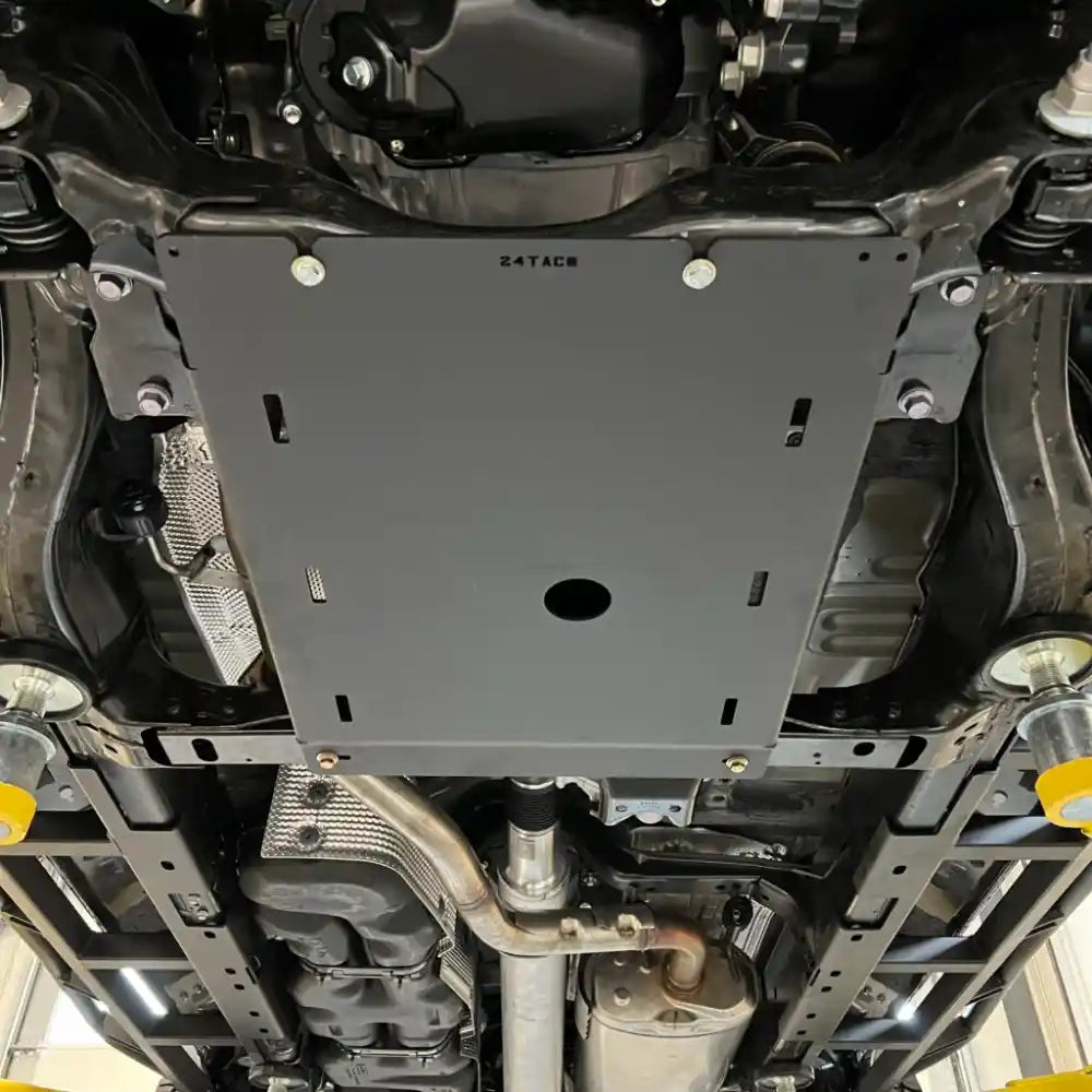 RCI transmission skid plate installed under 4Runner chassis