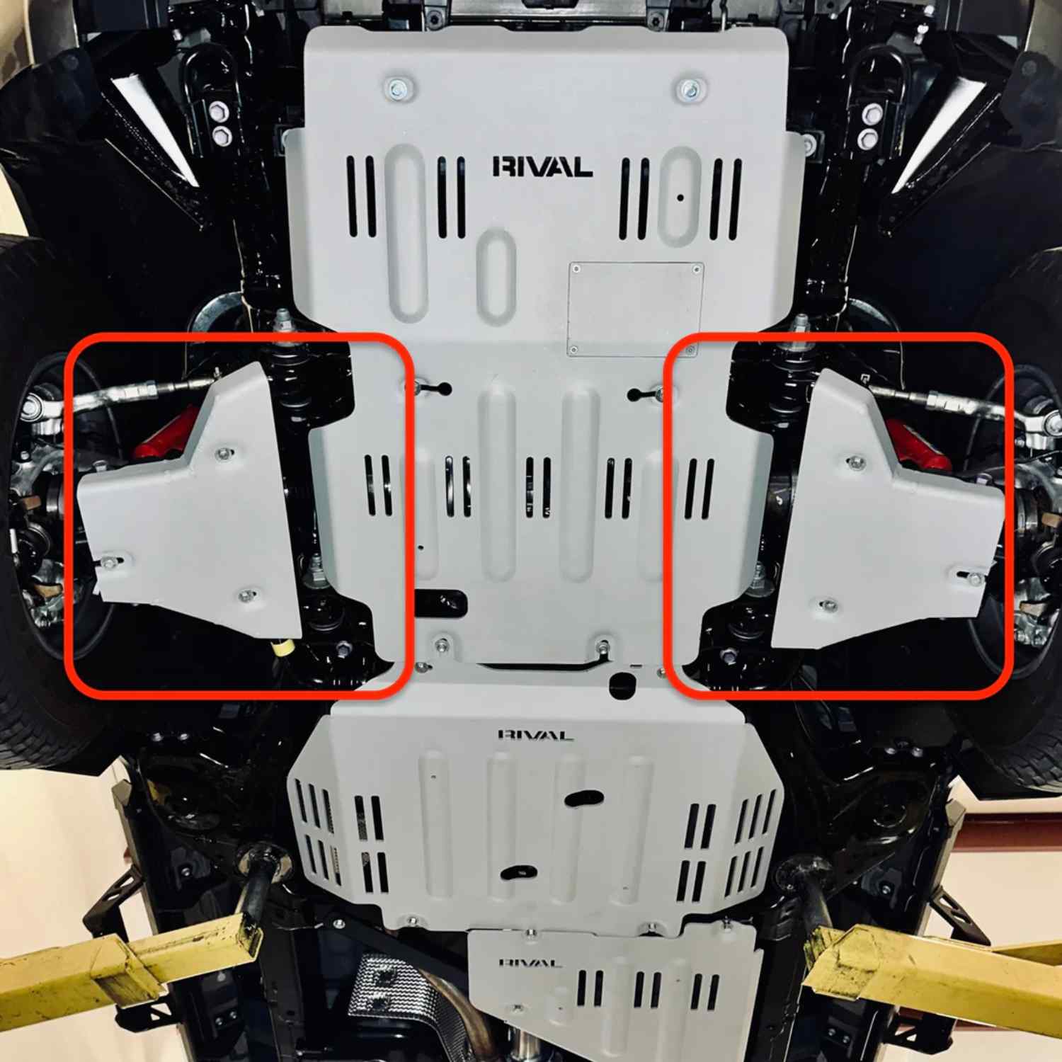 Highlighted view of RIVAL Aluminum Lower Controls Skid Plate Toyota Tacoma 4gen