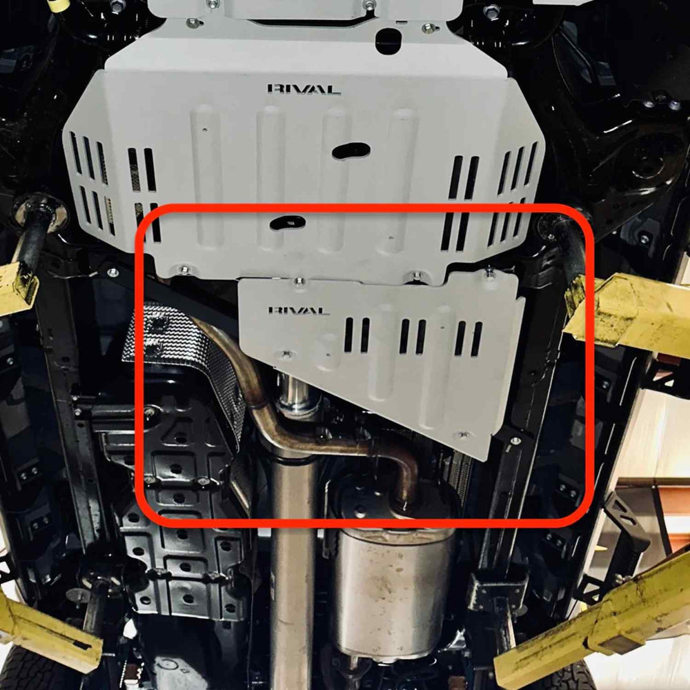 Highlighted view of RIVAL Aluminum Transfer Case Skid Plate Toyota Tacoma 4gen