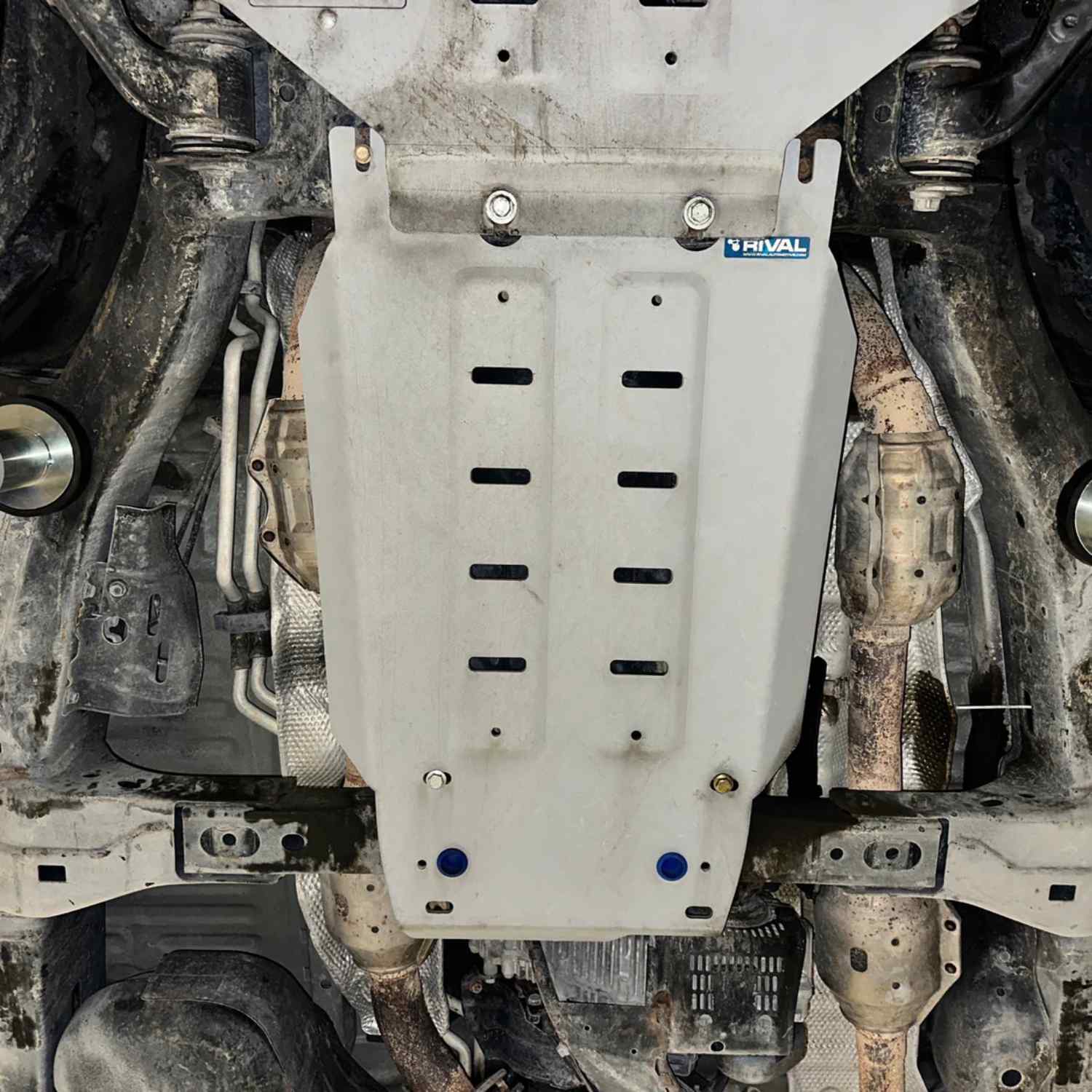 Mounted view of Transmission skid plate