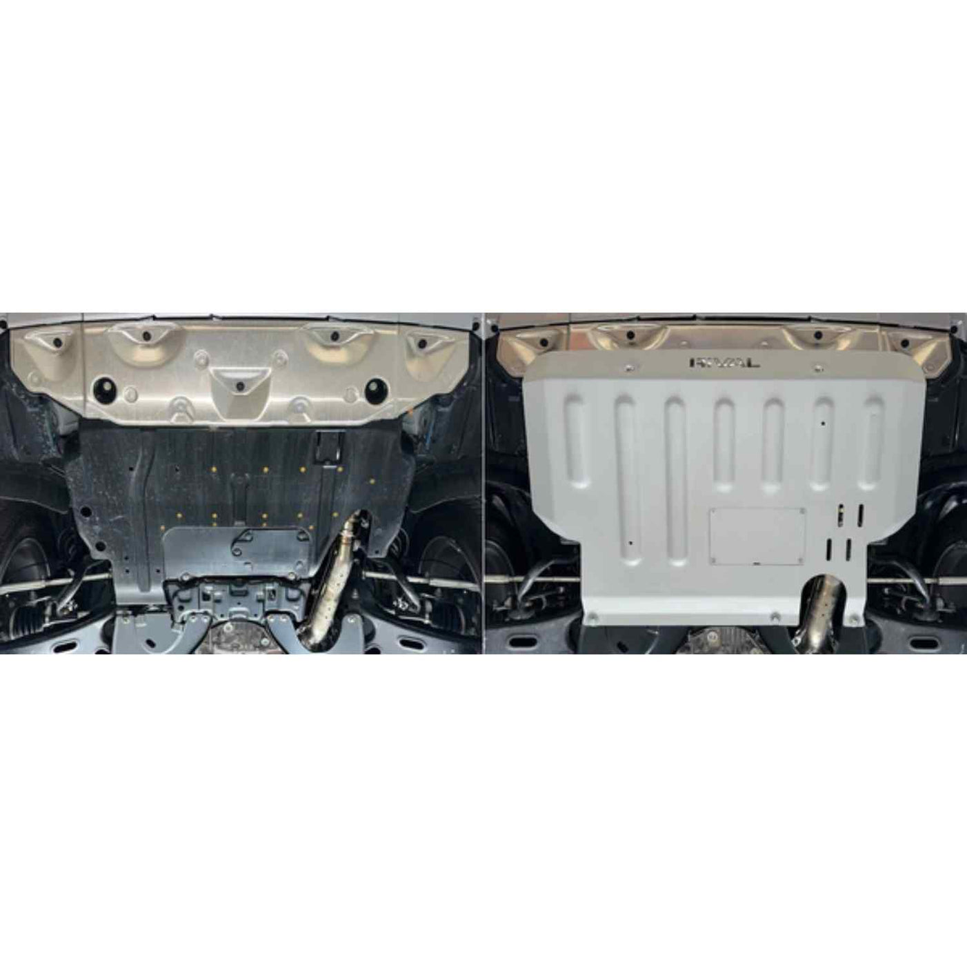 Mounted view of the RIVAL Engine Skid Plate on a Subaru Forester Wilderness