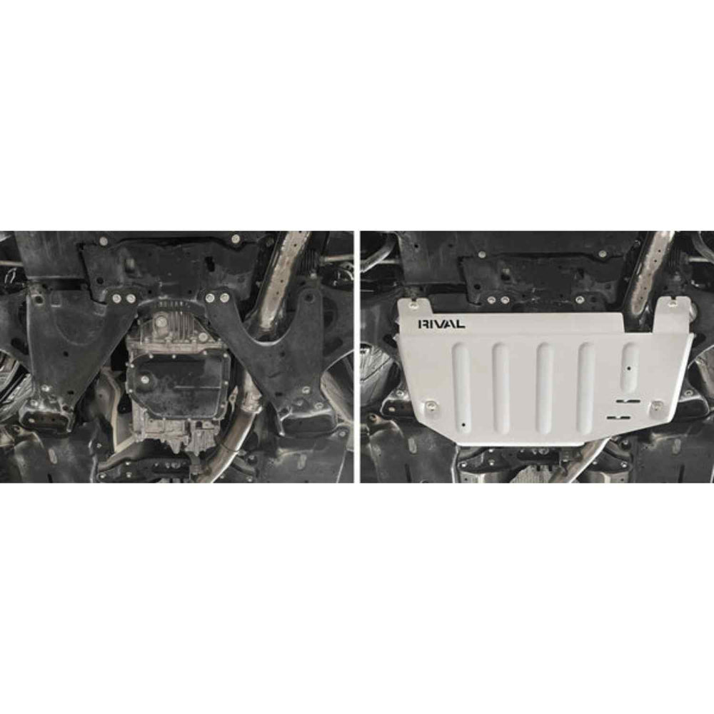 Before and After view of Transmission skid plate