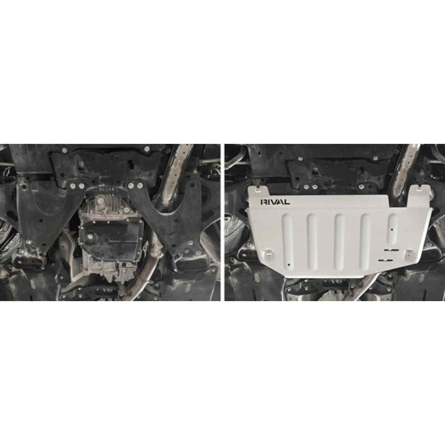 Before and After view of Transmission skid plate
