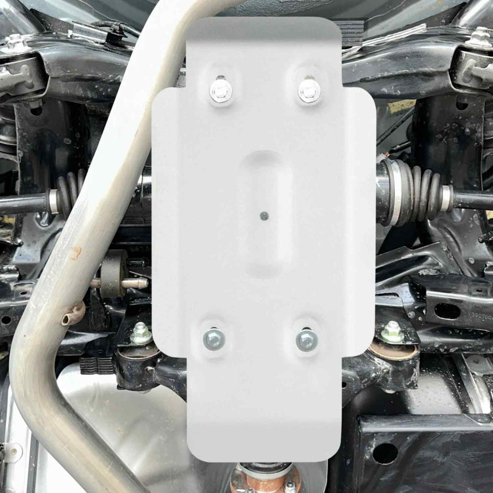 Mounted view of RIVAL Aluminum Differential Skid Plate For Outback