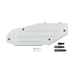 RIVAL aluminum gas tank skid plate – white with blue bolts