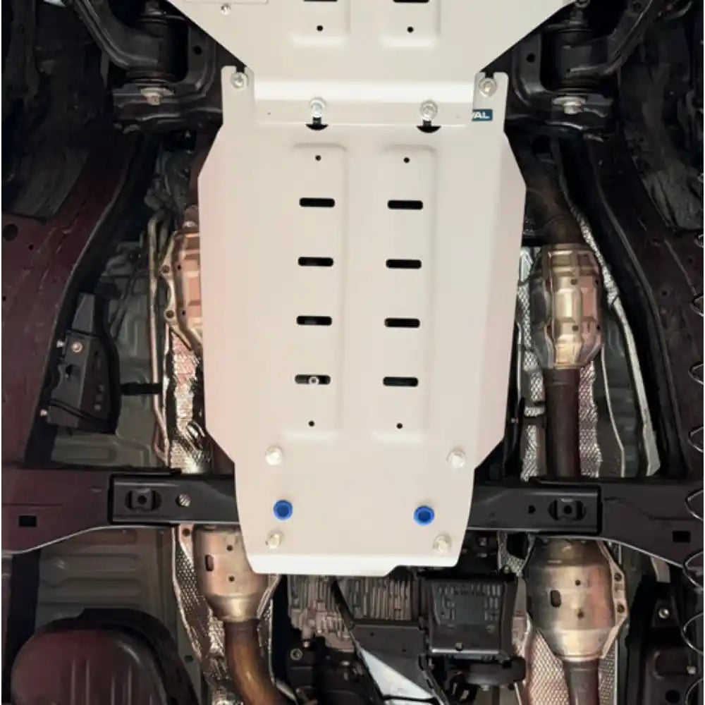 RIVAL gas tank skid plate installed under Toyota Land Cruiser