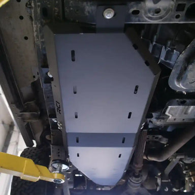 Rear-angled RCI skid plate installed on Bronco underbody